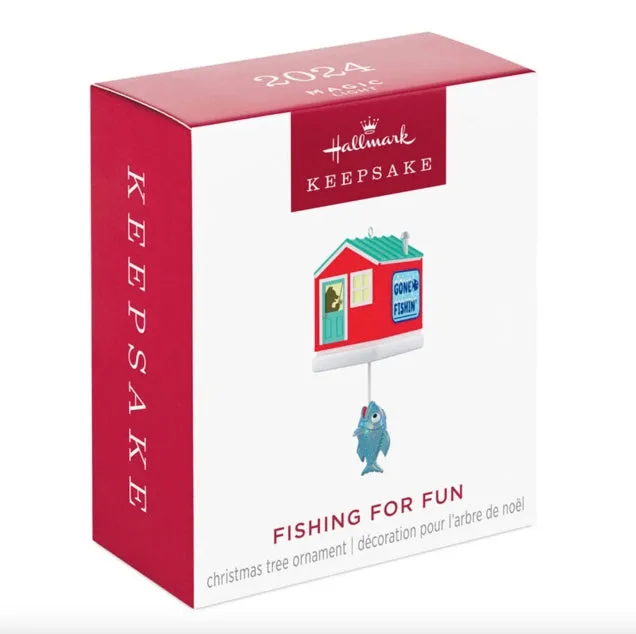 Mini Fishing for Fun Ornament With Light, 1.39"