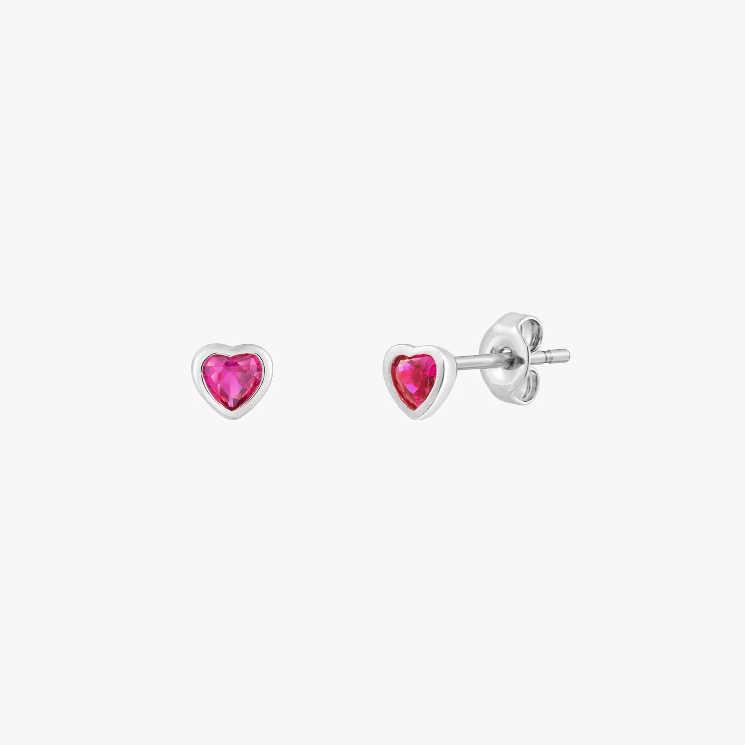 Mini Ruby Heart Stud Earrings