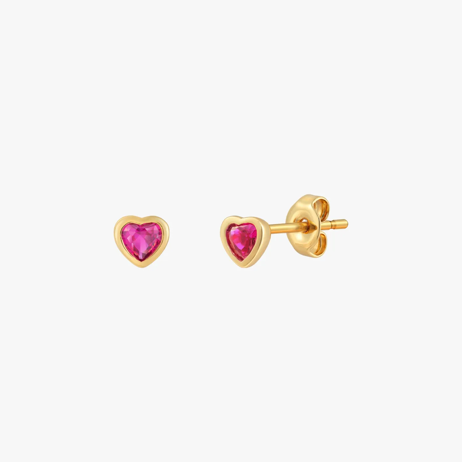 Mini Ruby Heart Stud Earrings