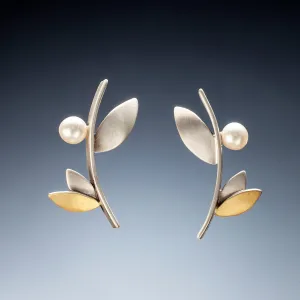 Mixed Metal Branch Stud Earrings