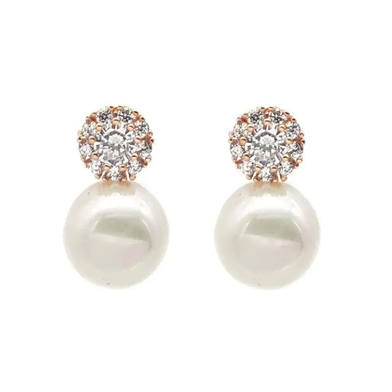 Nadia - Elegant Crystal and Pearl Bridal Earrings