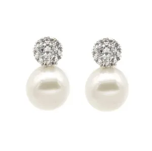 Nadia - Elegant Crystal and Pearl Bridal Earrings