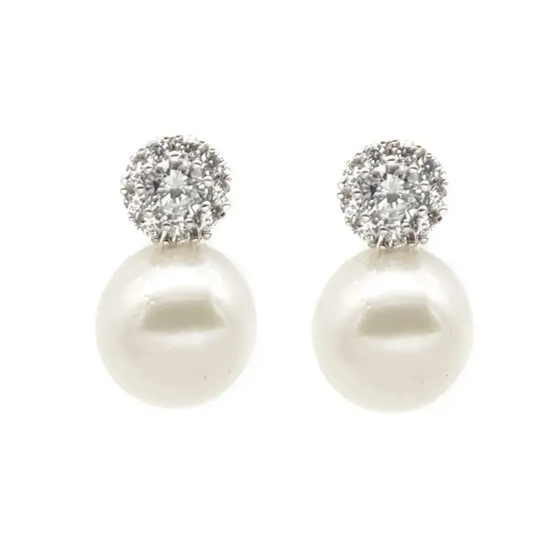 Nadia - Elegant Crystal and Pearl Bridal Earrings