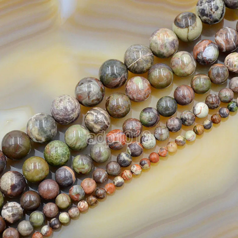 Natural Colorful Opal Gemstone Round Loose Beads on a 15.5" Strand