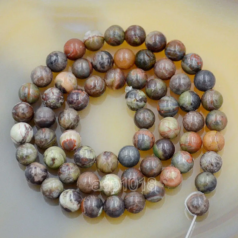 Natural Colorful Opal Gemstone Round Loose Beads on a 15.5" Strand