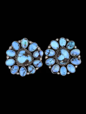 Navajo Golden Hill Turquoise Sterling Silver Post Earrings