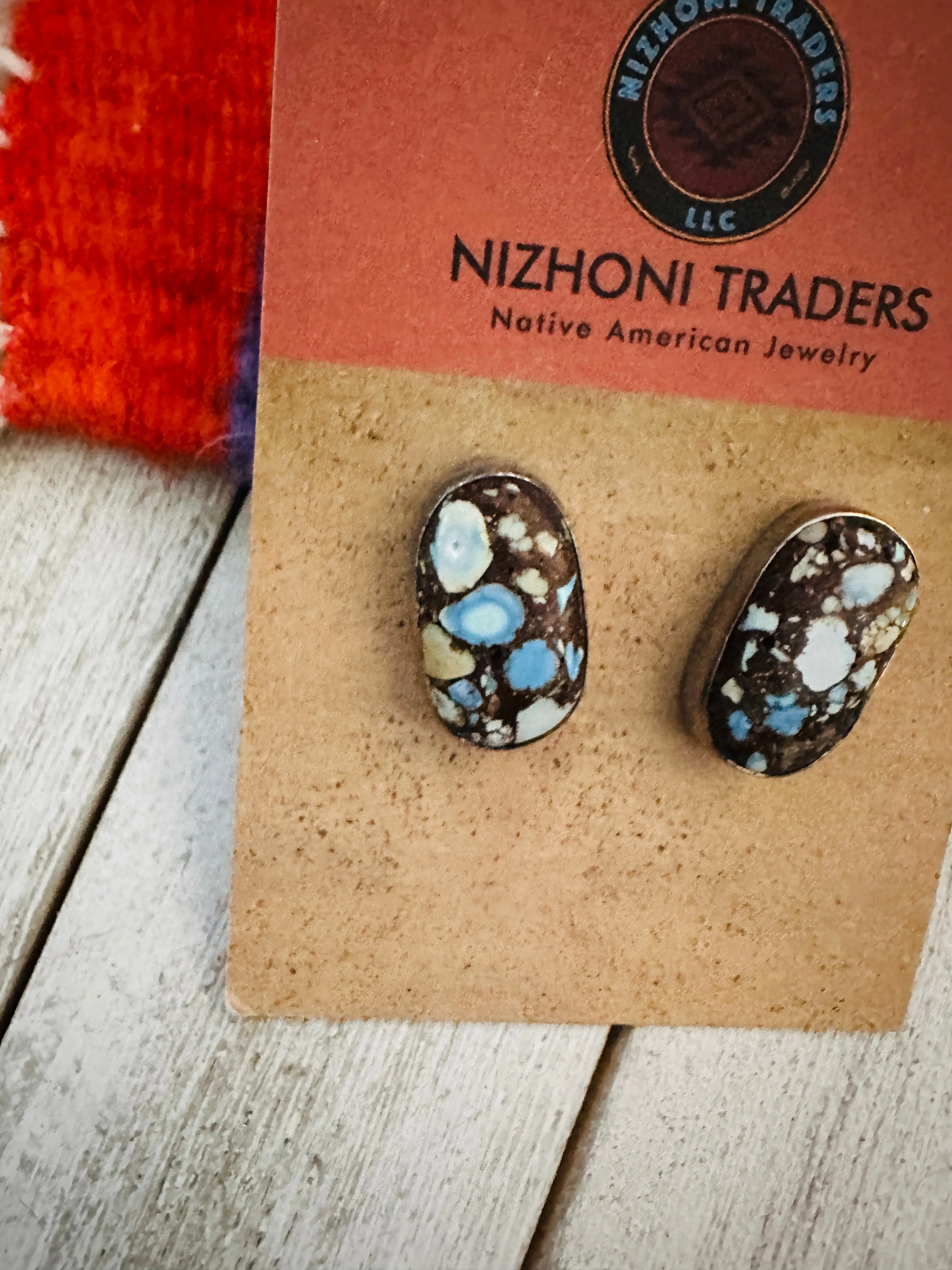 Navajo Golden Hills Turquoise & Sterling Silver Post Earrings