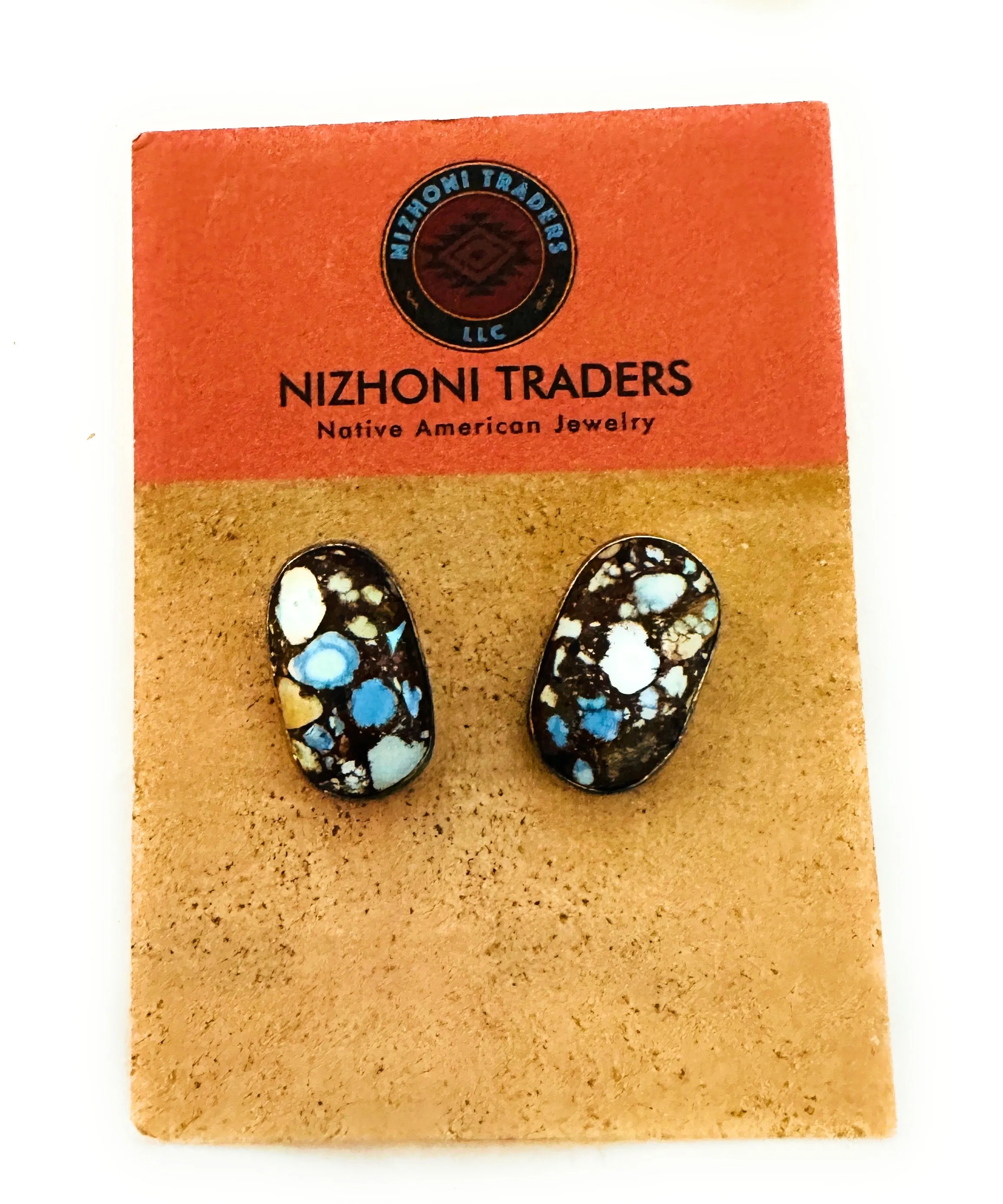 Navajo Golden Hills Turquoise & Sterling Silver Post Earrings