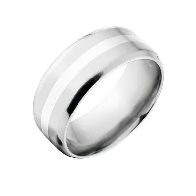 New 9mm Comfort Fit Titanium Ring, Sterling Silver Inlay Jewelry