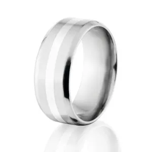 New 9mm Comfort Fit Titanium Ring, Sterling Silver Inlay Jewelry