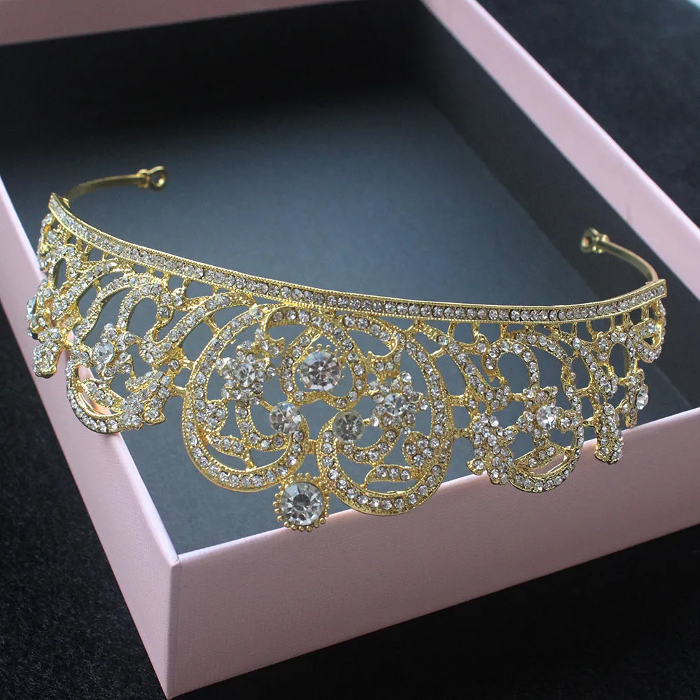 New bridal wedding accessories manufacturer direct sale simple alloy style rhinestone bridal crown