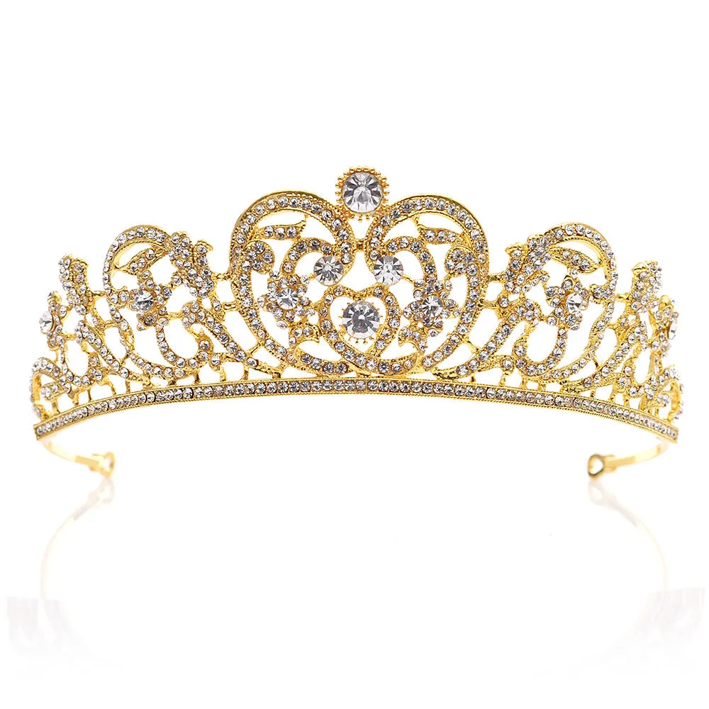 New bridal wedding accessories manufacturer direct sale simple alloy style rhinestone bridal crown