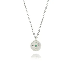 New Moon Charm Pendant Necklace with Emerald