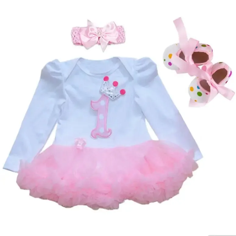 Newborn Infant Outfits Long Sleeve Baby Girl 1st Birthday Party Dress Tutus Newborn Clothes