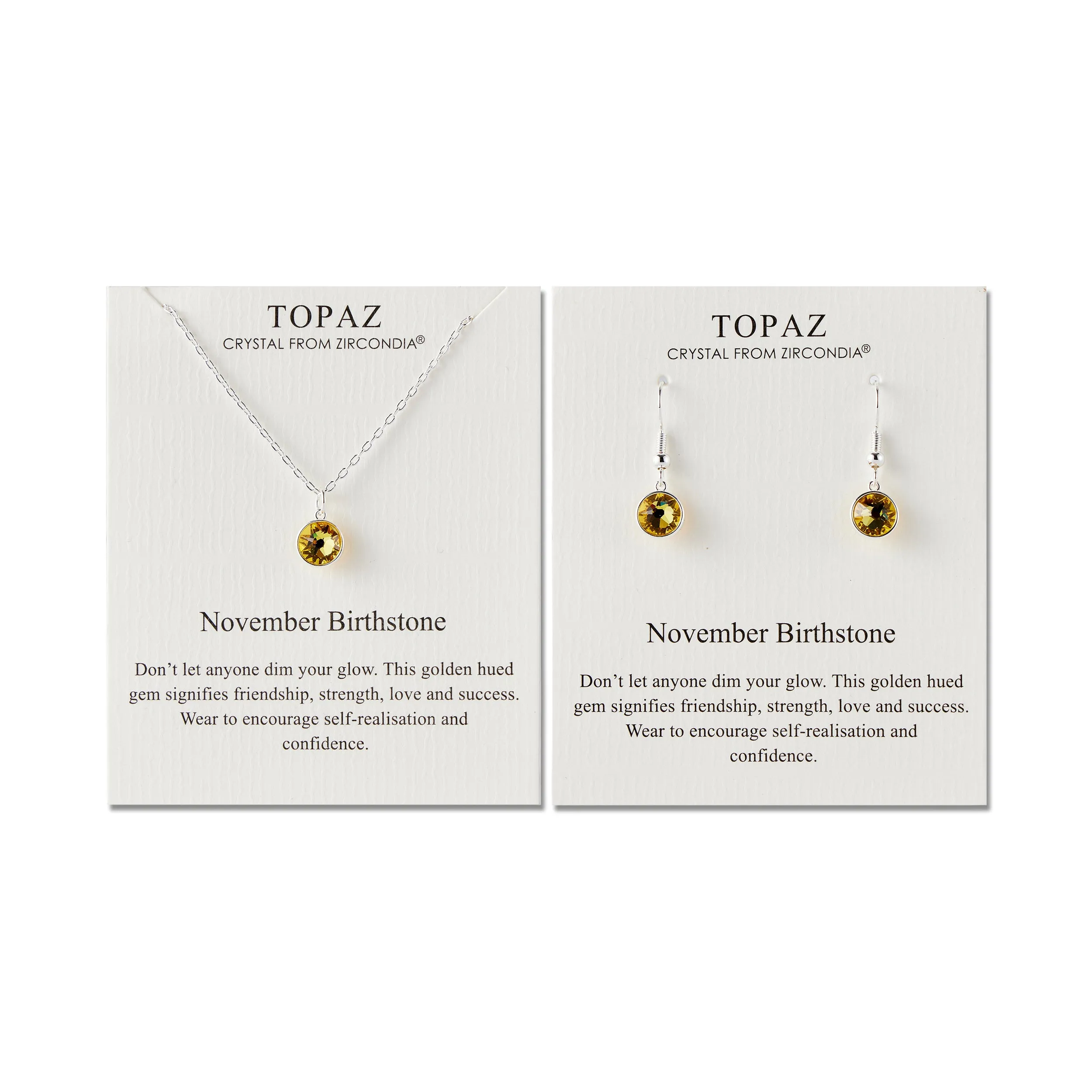 November (Topaz) Birthstone Necklace & Drop Earrings Set Created with Zircondia® Crystals