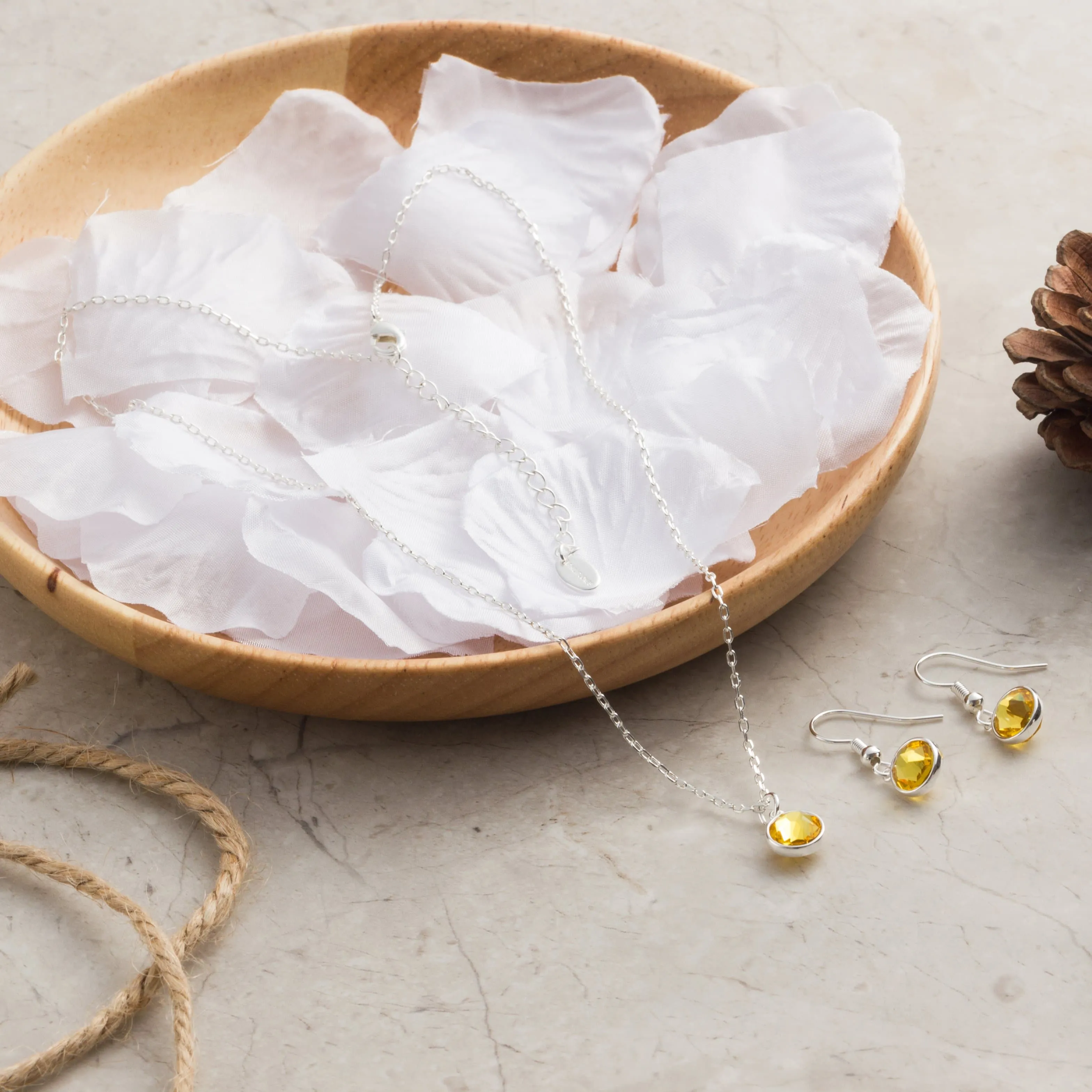 November (Topaz) Birthstone Necklace & Drop Earrings Set Created with Zircondia® Crystals