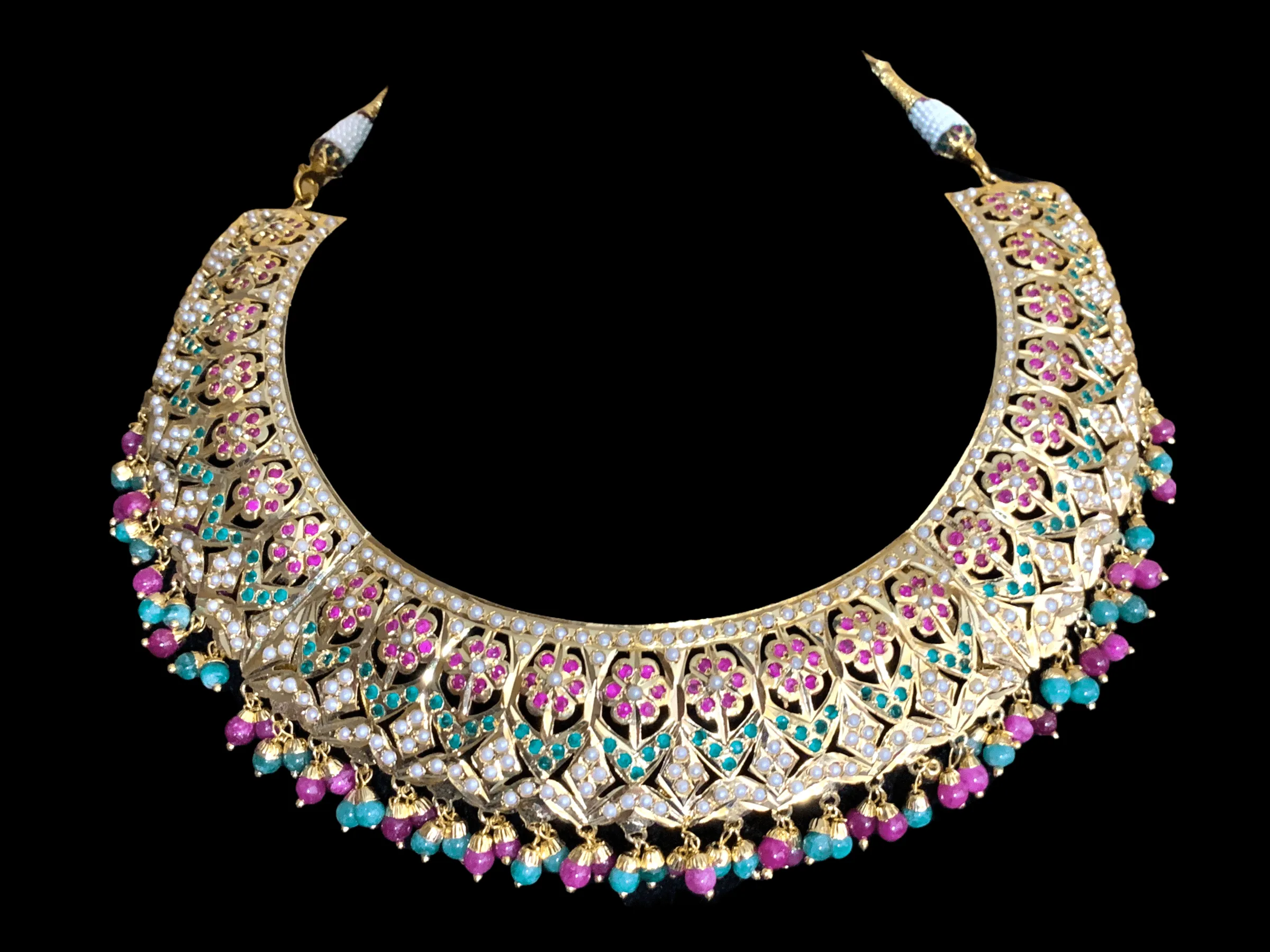 NS316 ruby emerald  jadau necklace set ( READY TO SHIP)