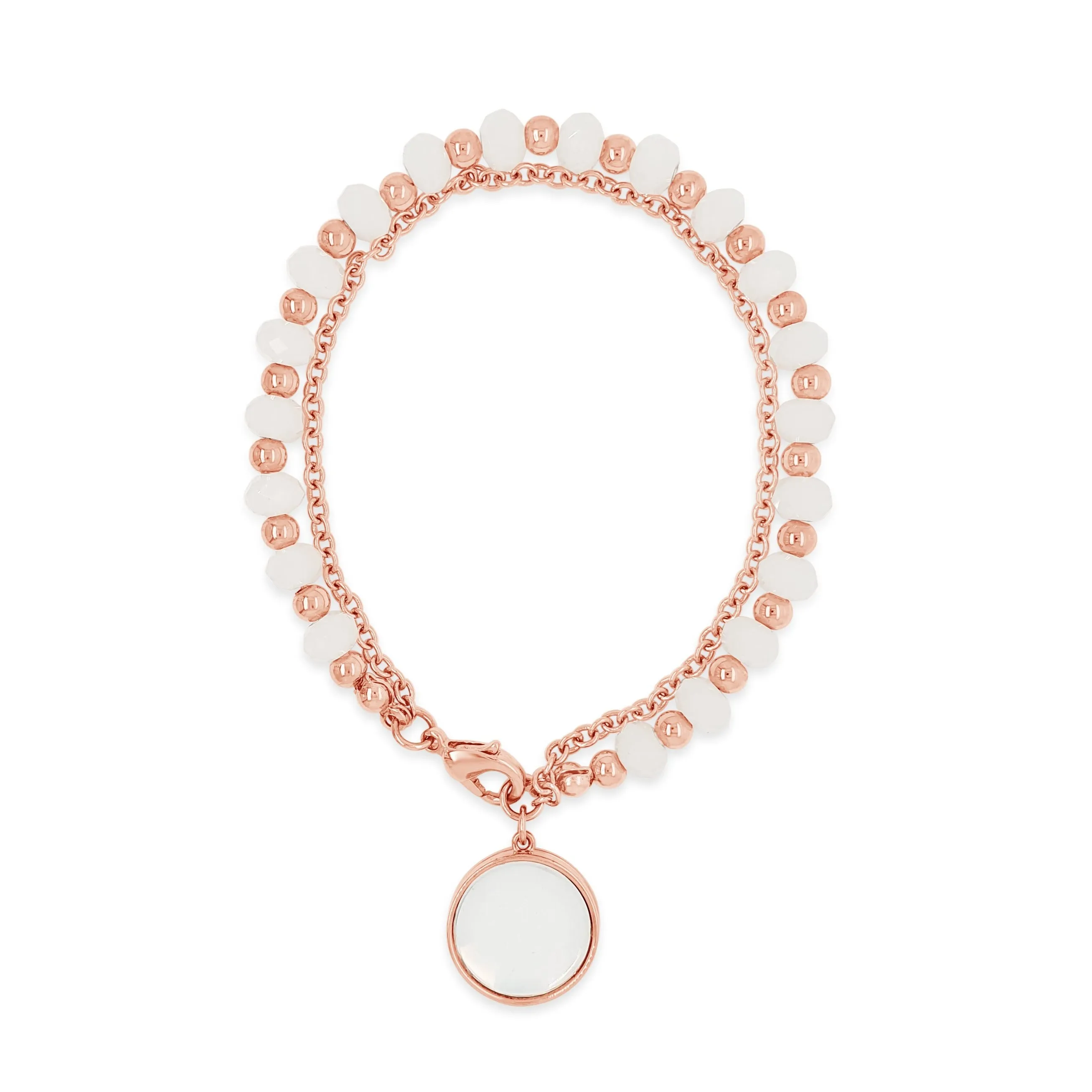 Opal Rose Gold Bracelet with Locket Charm