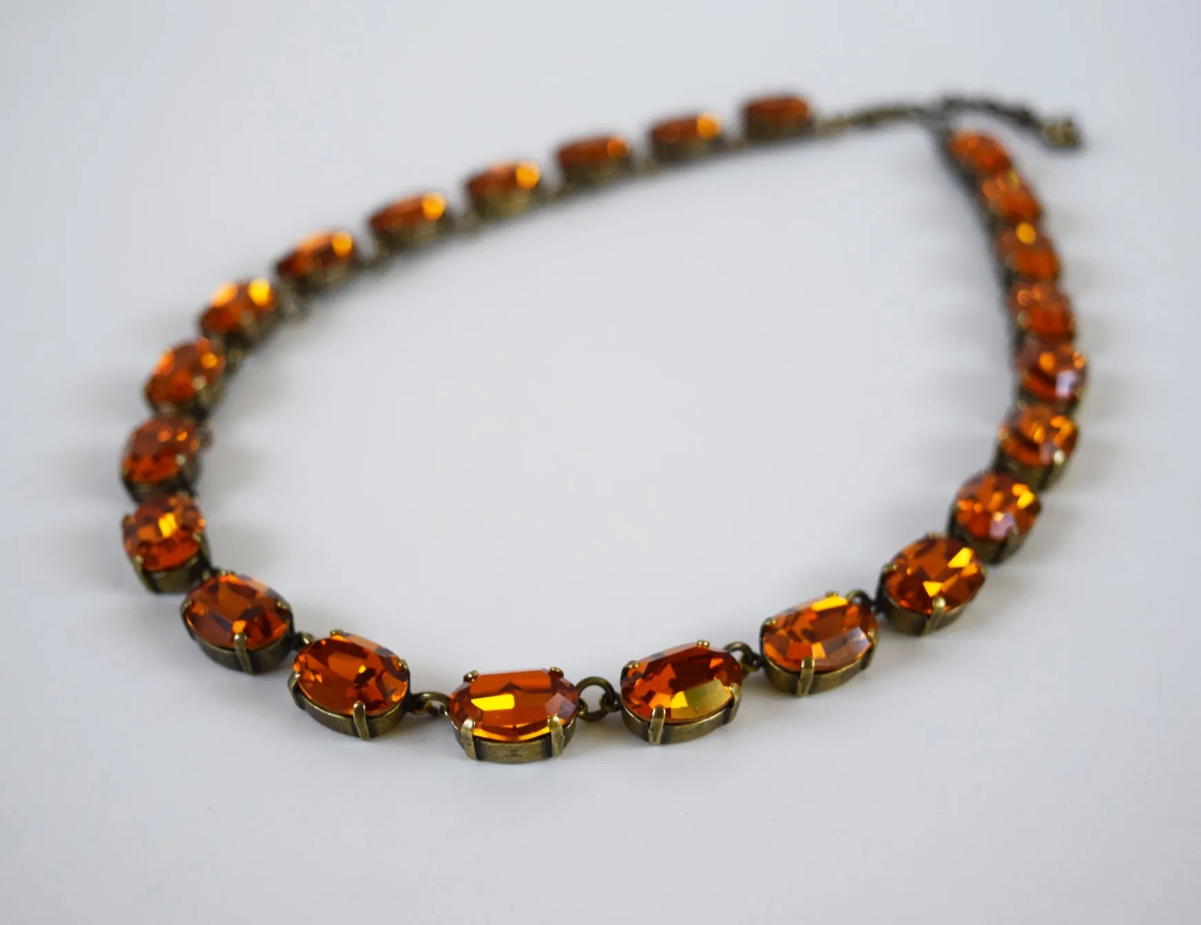 Orange Topaz Swarovski Crystal Necklace - Medium Oval