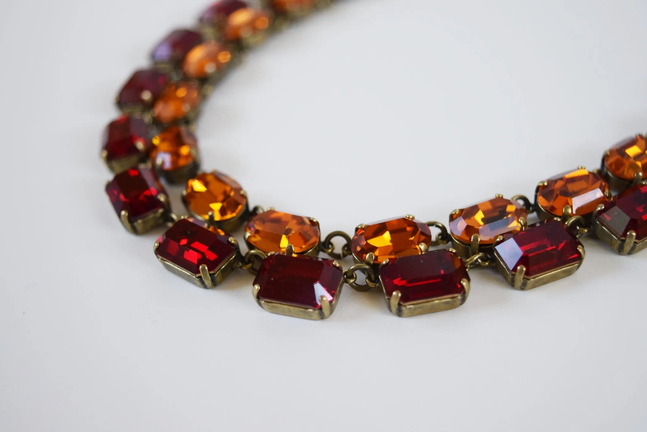 Orange Topaz Swarovski Crystal Necklace - Medium Oval