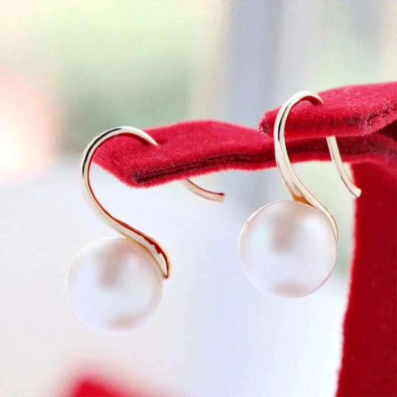 Pearl Earrings - Bridesmaid Pearl Earrings - Bridal Party Gift - Wedding Shower Jewelry - Sweet 16 - Gold Silver - Drop Earring - Moondrop