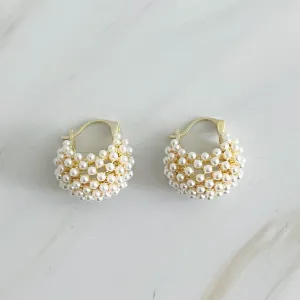 Pearl Knit Hoop Earrings