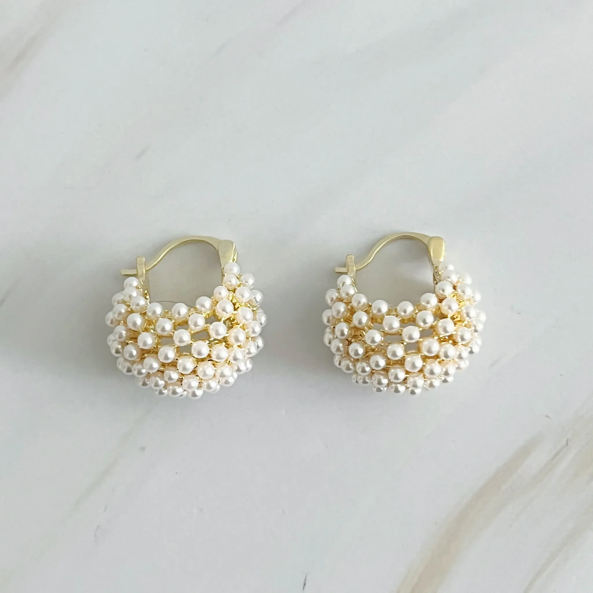 Pearl Knit Hoop Earrings