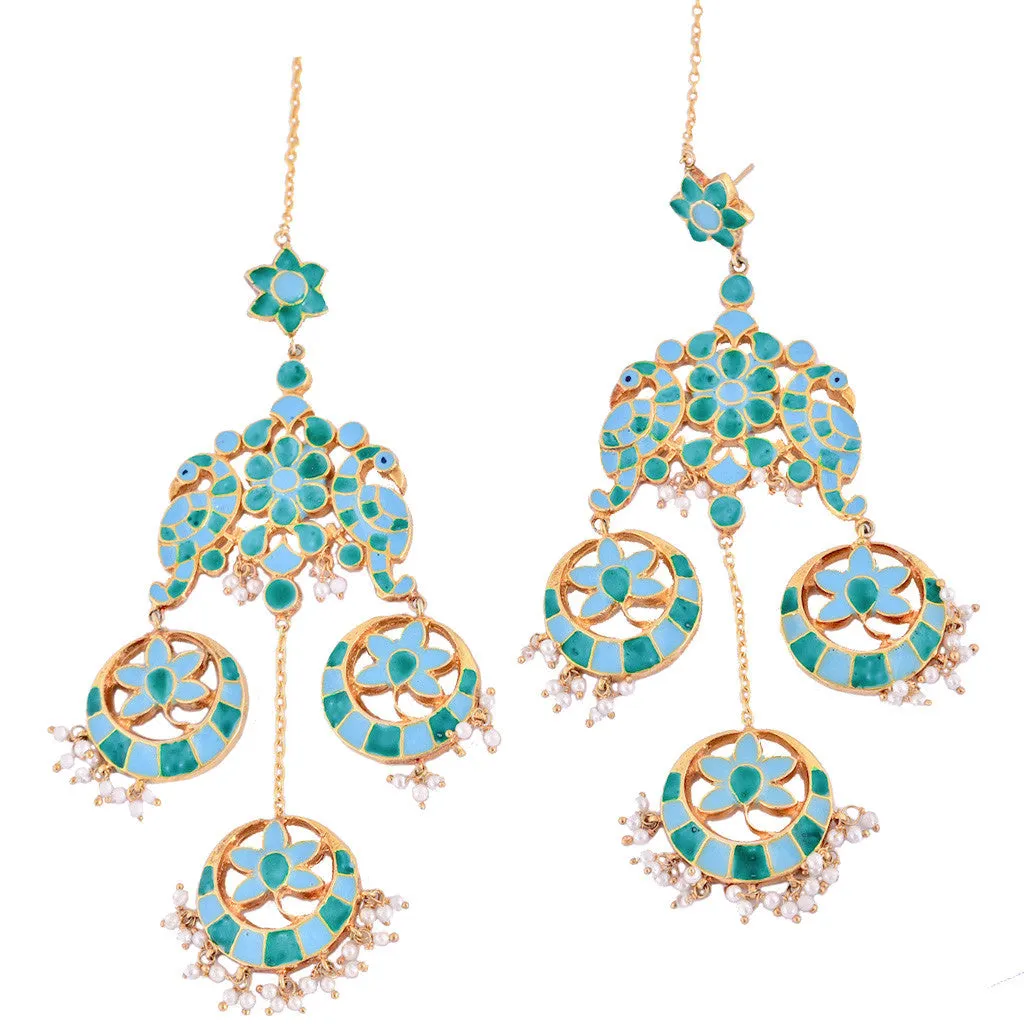 Phiroza Enamel Peacock Earring