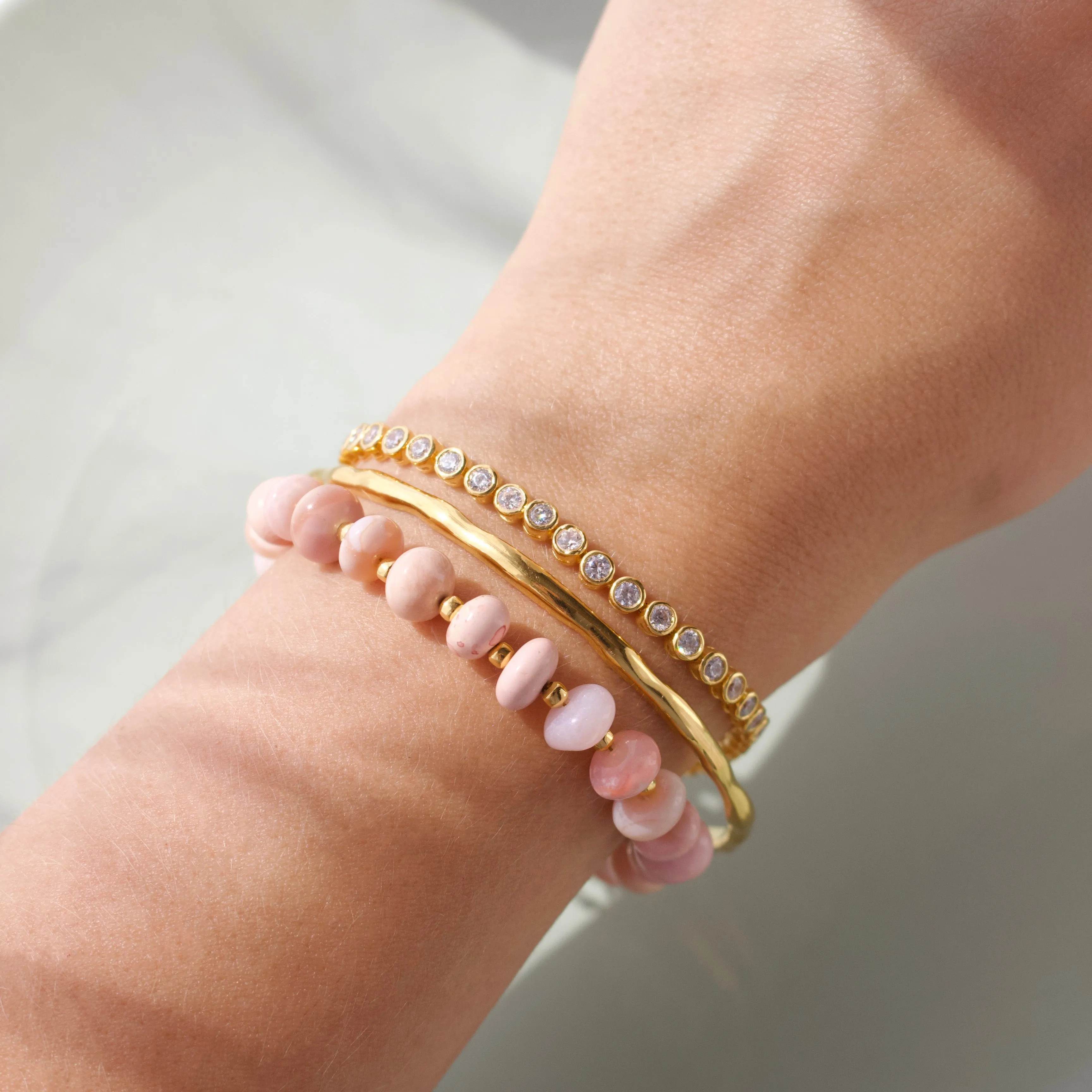 Pink Opal Beaded Bracelet