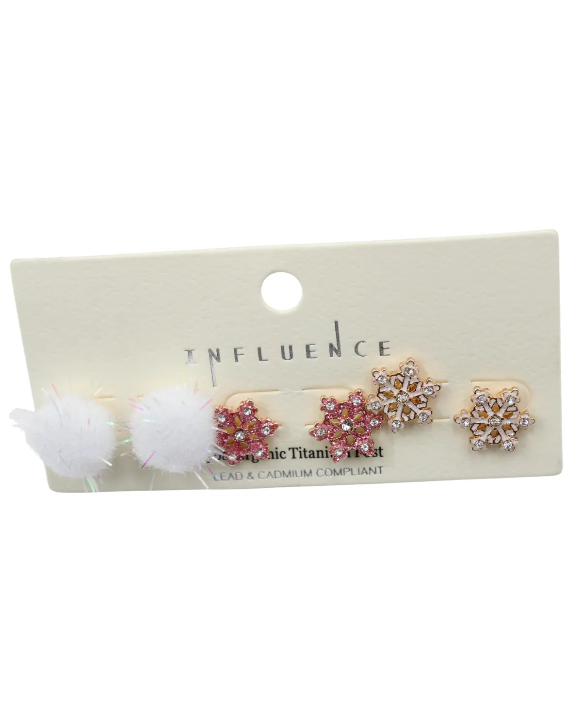 Pink Snowflake Set of Earrings