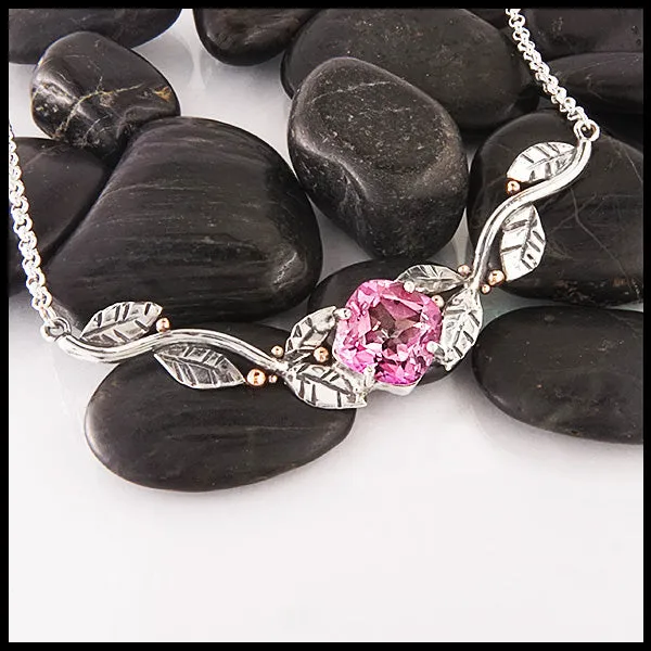 Pink Topaz Bar Necklace