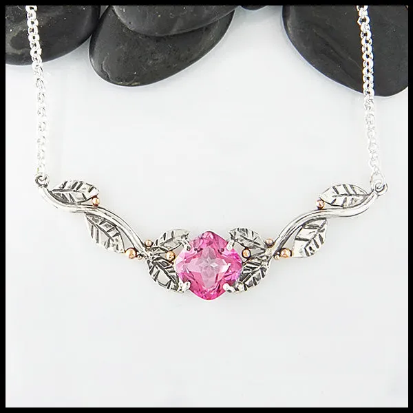 Pink Topaz Bar Necklace