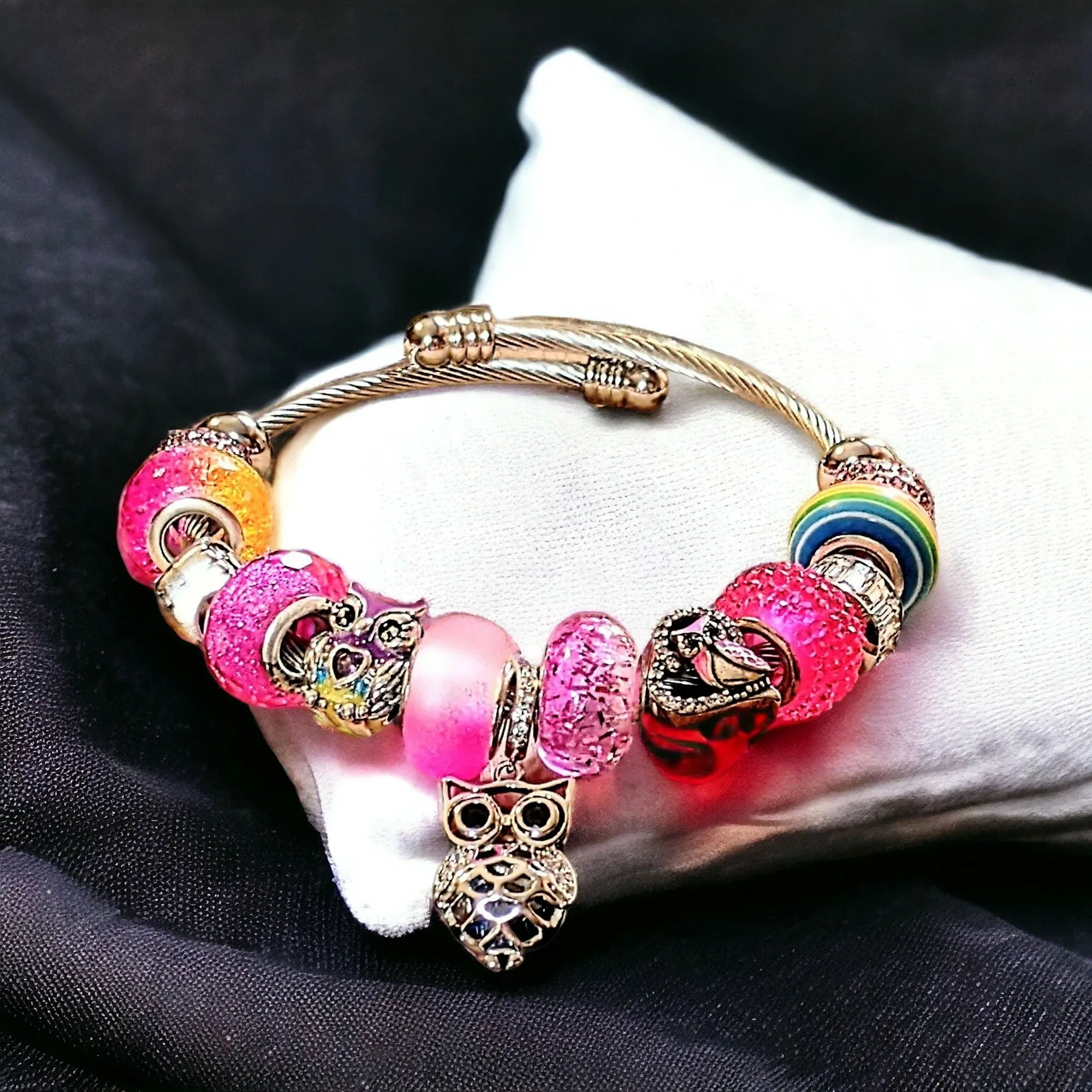 Pretty Owl Euro Cuff Wrap Bracelet