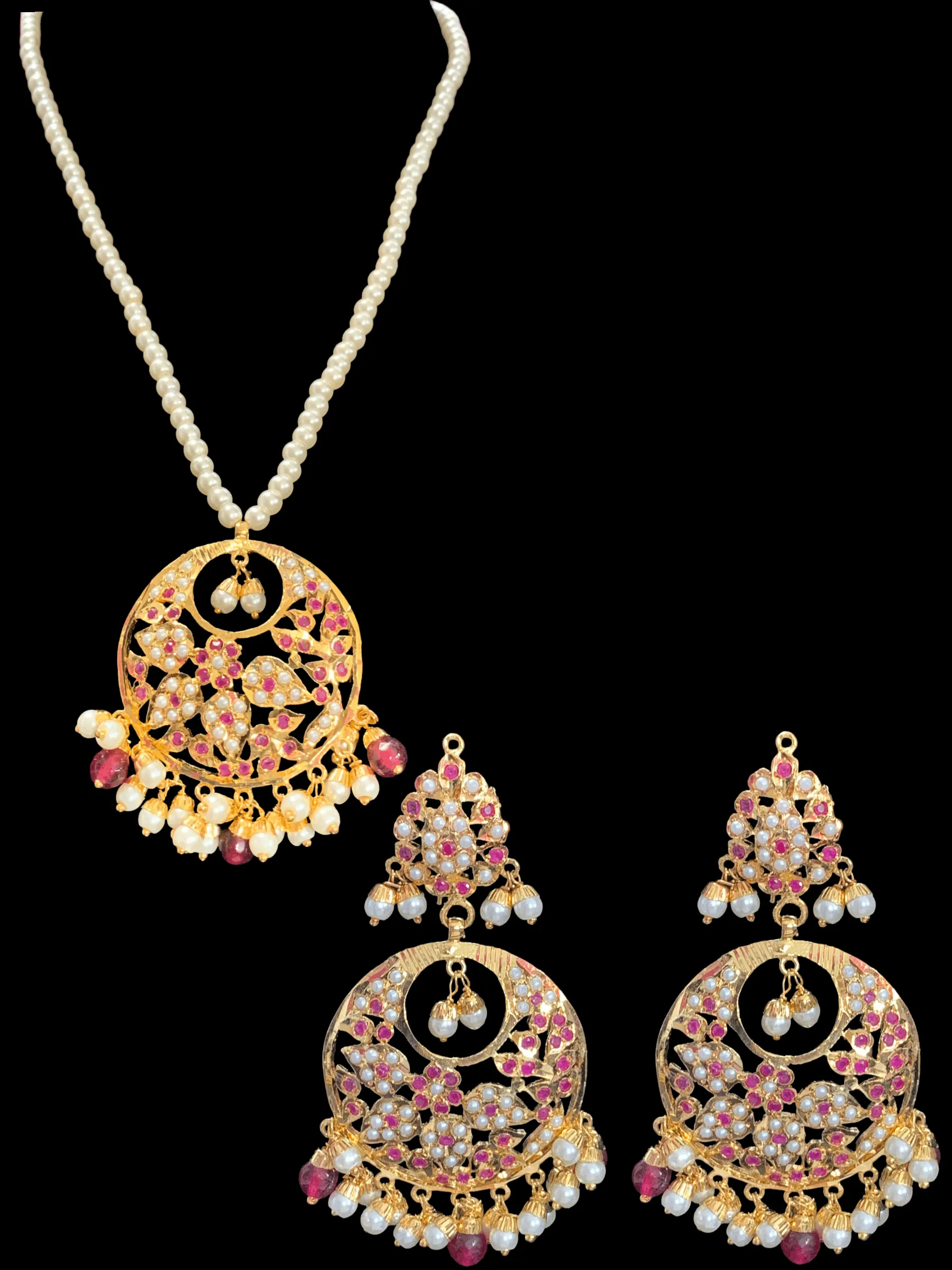 PS446  Naina  pendant set ( ruby  ) ( READY TO SHIP)