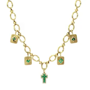 Queen of Hearts 18K Gold Charm Necklace