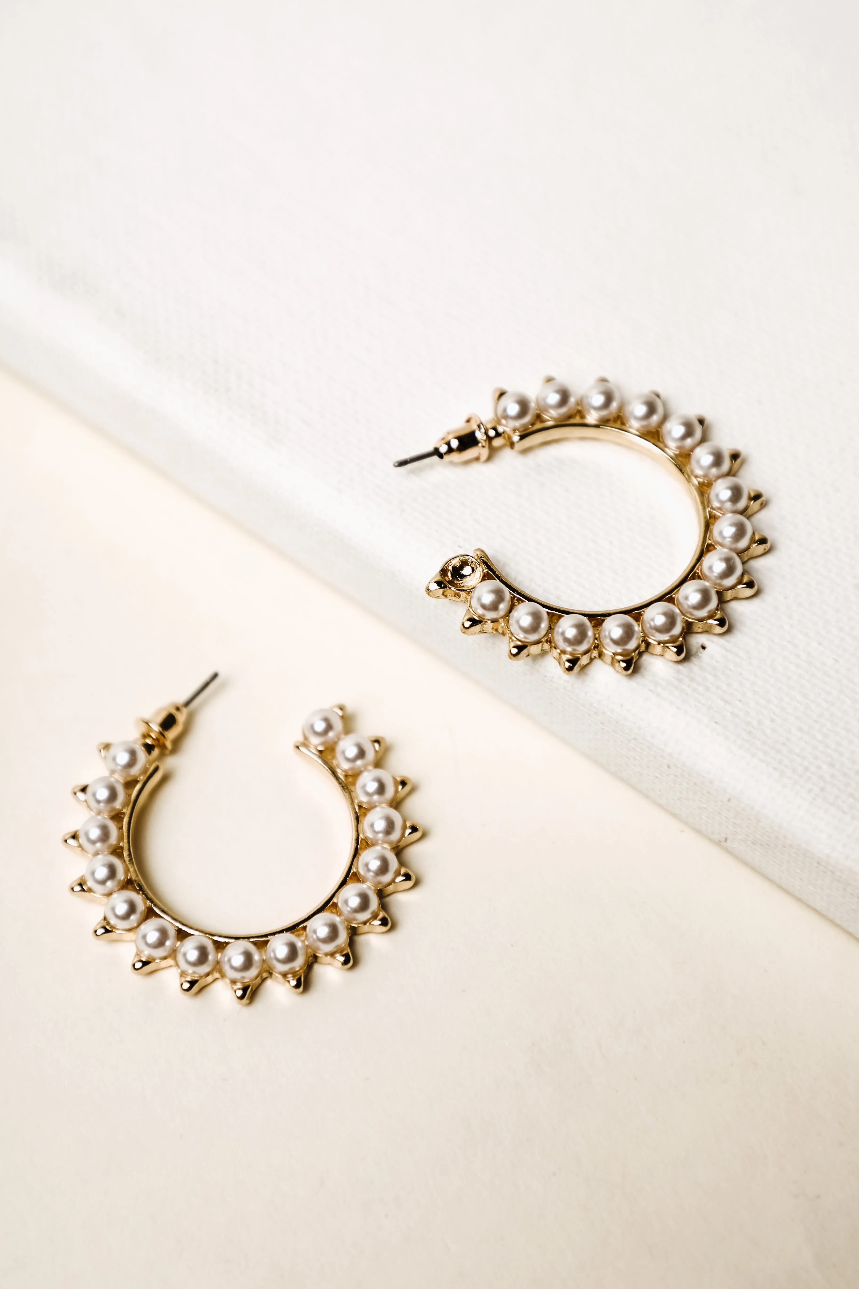 Rays of Pearls Open Hoop Earrings