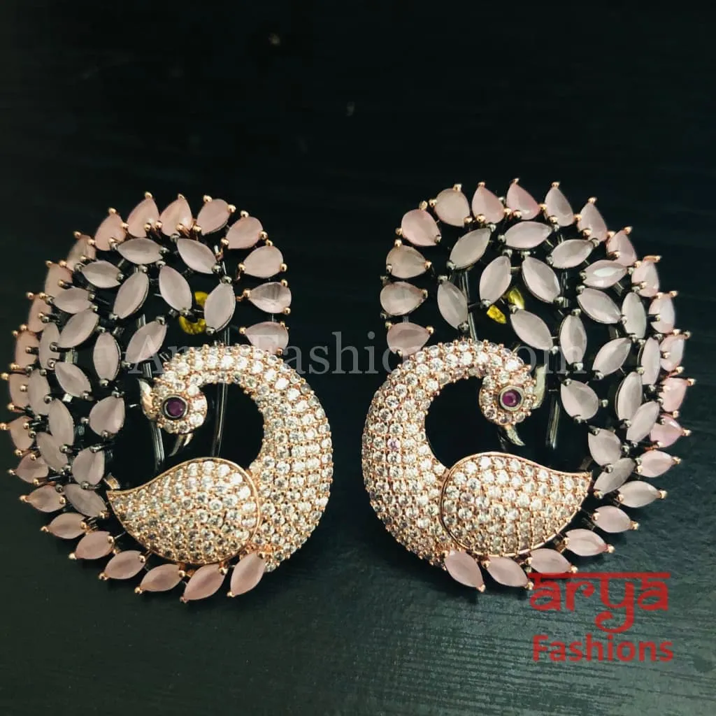 Rose Gold CZ Peacock Studs with Kemp Stones