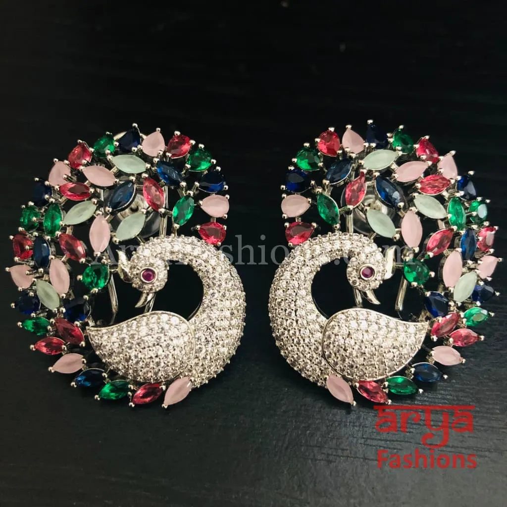 Rose Gold CZ Peacock Studs with Kemp Stones