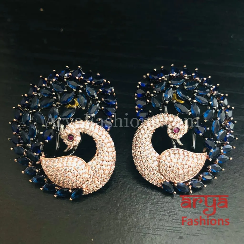 Rose Gold CZ Peacock Studs with Kemp Stones