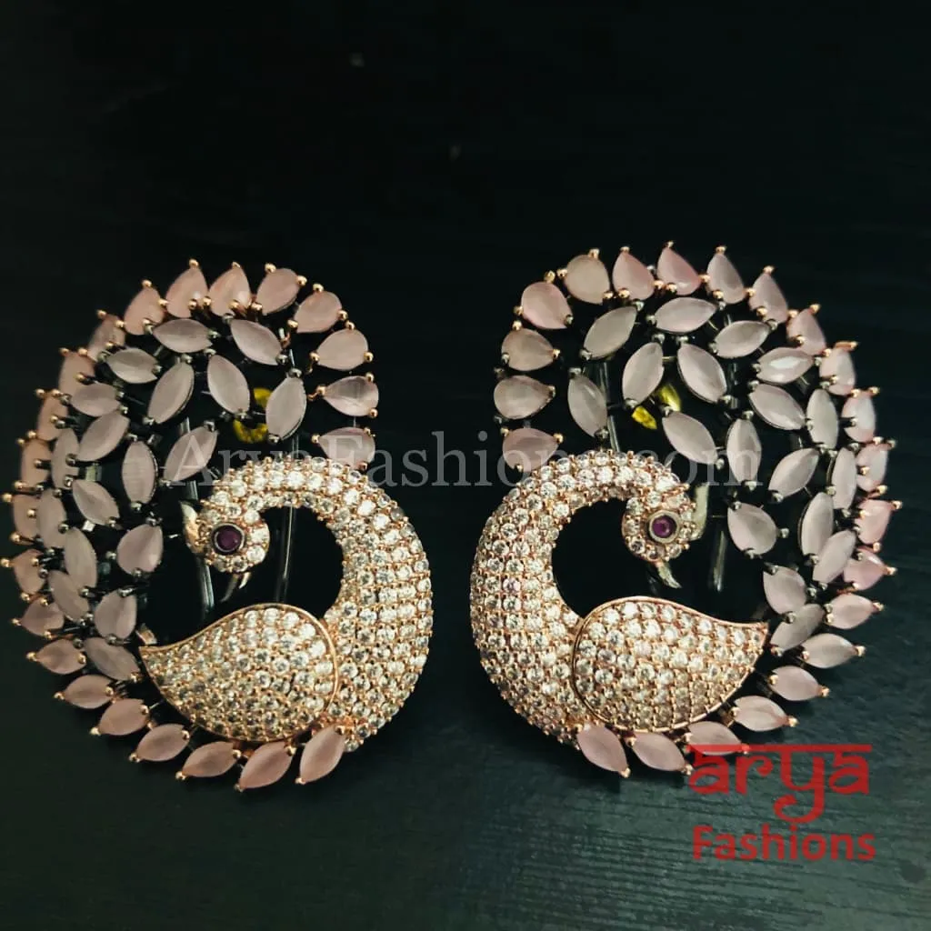 Rose Gold CZ Peacock Studs with Kemp Stones