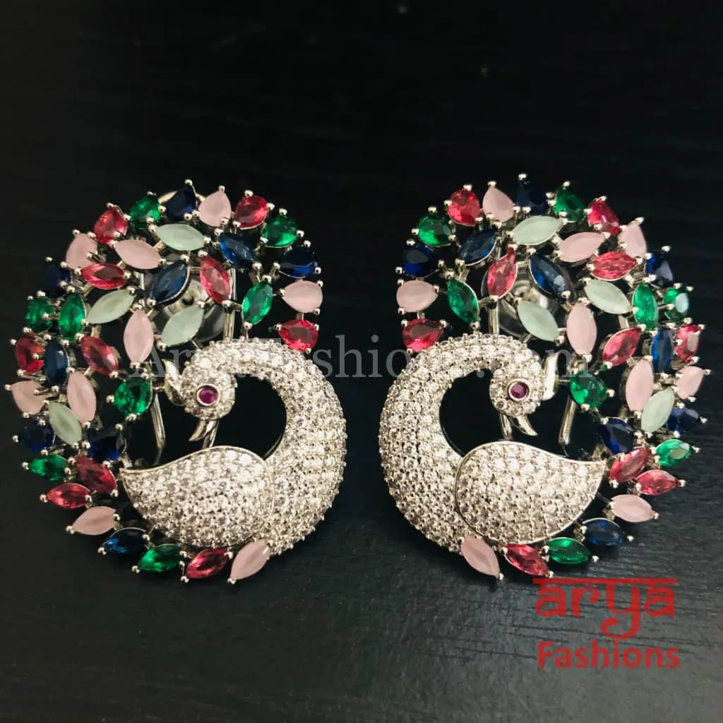 Rose Gold CZ Peacock Studs with Kemp Stones