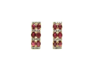 Ruby And Diamond 2row Parallel Earring Ad No.0986