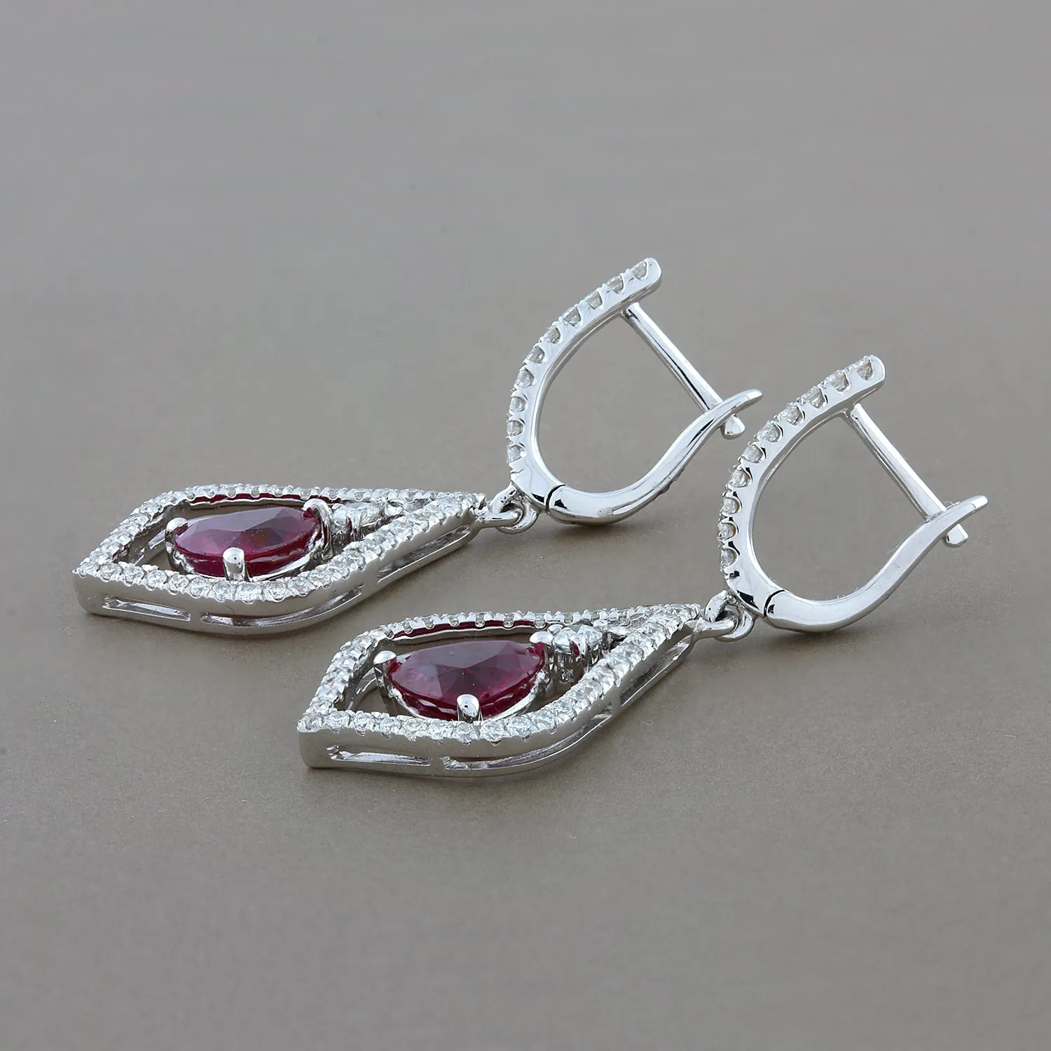 Ruby Diamond Gold Silhouette Drop Earrings