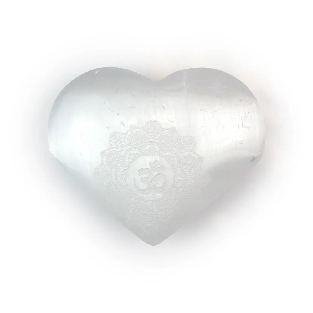 Selenite Om Heart