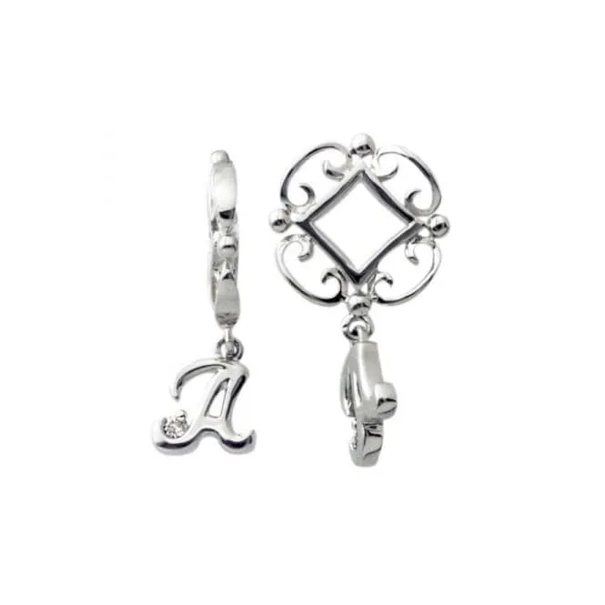 Silver A Initial Dangle Charm S200D