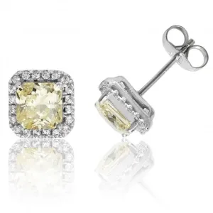 Silver & Co Halo Cubic Zirconia Square Stud Earrings SEG0011YZ