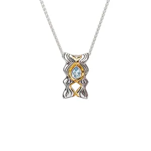 Silver And 10k Gold Rocks 'n Rivers Pendant - Centered Blue Topaz