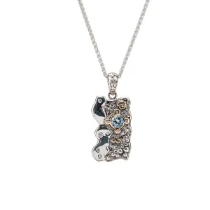 Silver and 10k Gold Rocks 'n Rivers Riverbank Pendant - Sky Blue Topaz