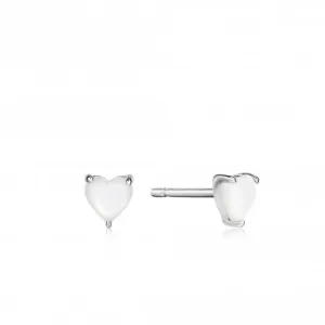 Silver Mother Of Pearl Heart Stud Earrings E034-99H