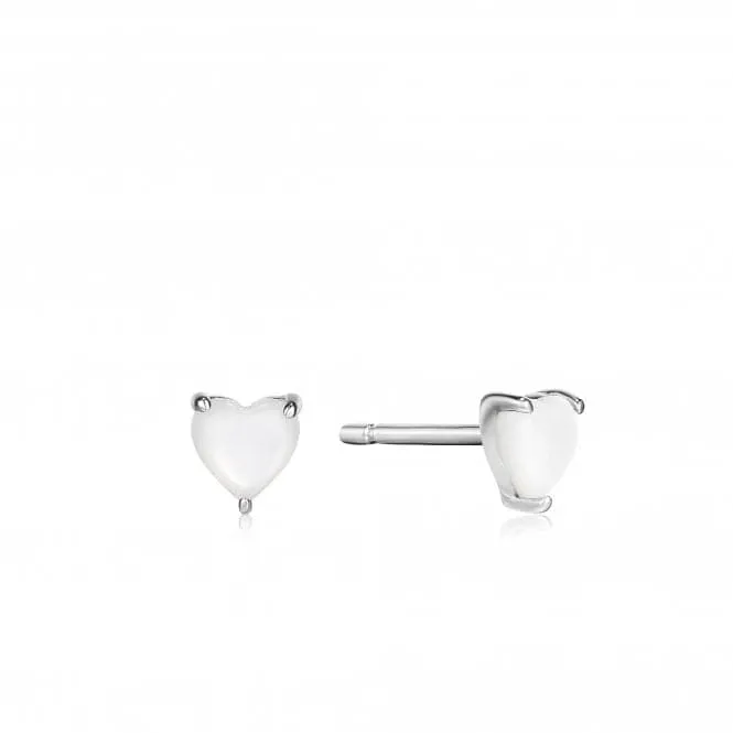 Silver Mother Of Pearl Heart Stud Earrings E034-99H